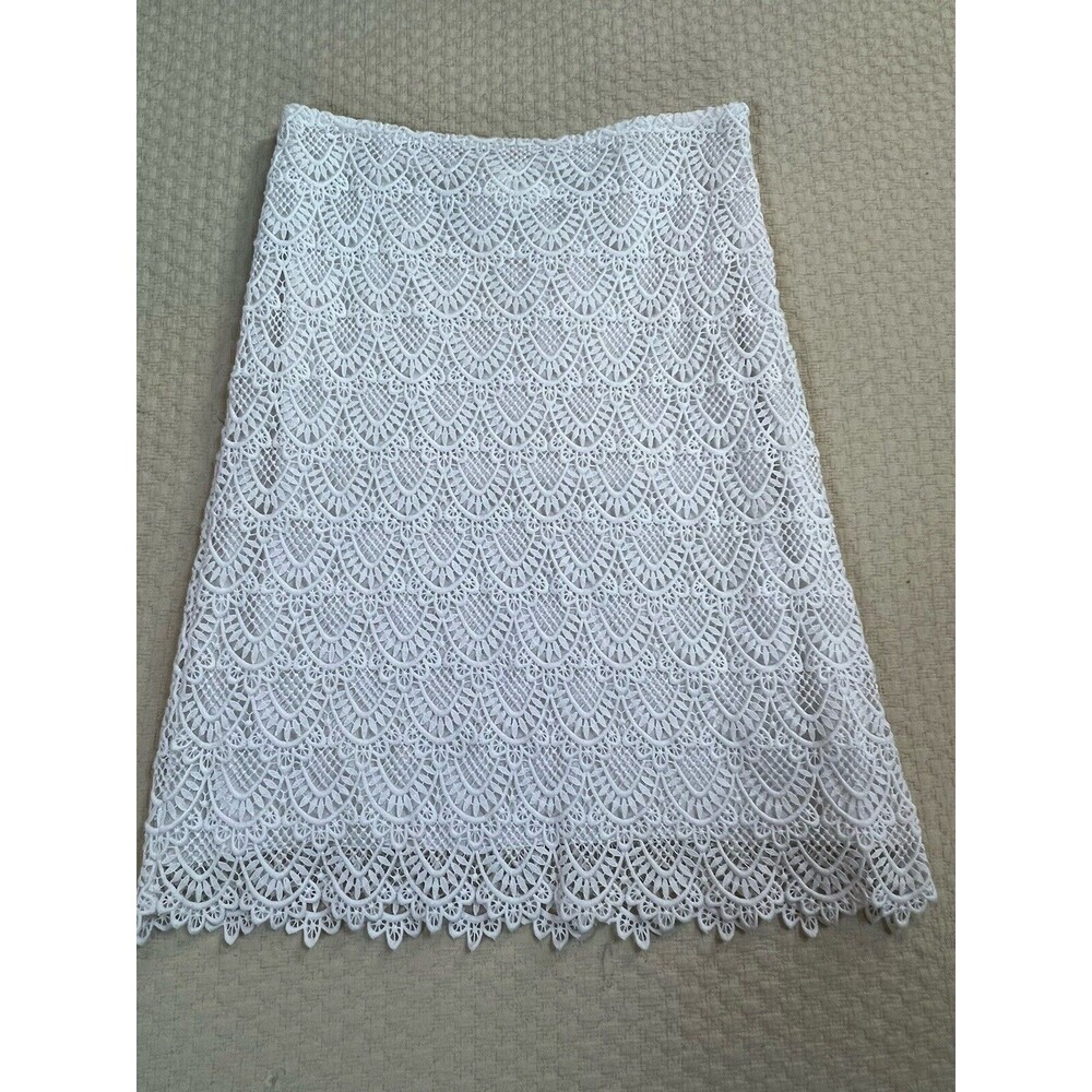 Valentino Lace Skirt Mid Length Garden Coquette Crochet |White | Womens Size 4‎